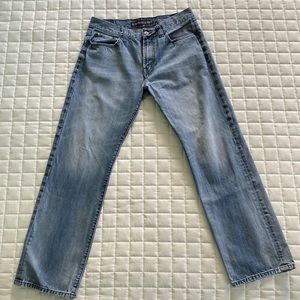 Express men’s medium wash; straight jeans; size 34/34.